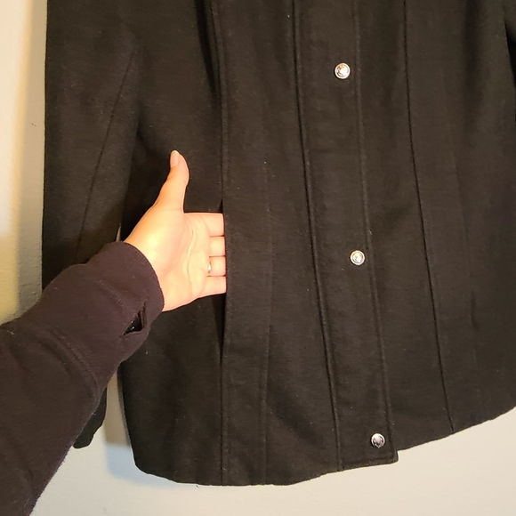 Calvin Klein Funnel Neck Black Wool Coat - 8 - Picture 5 of 10